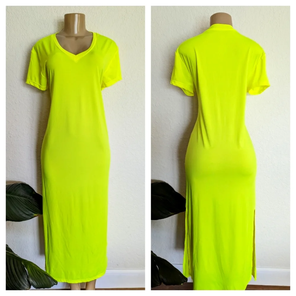 Posh Peanut Neon Green Maxi Dress Small - Picture 3 of 8